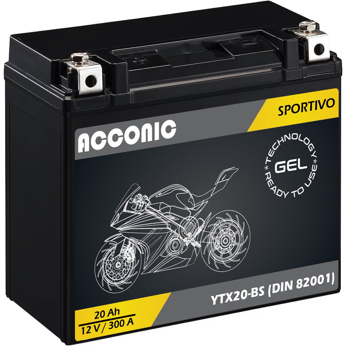 ACCONIC Sportivo GEL YTX20-BS Motorradbatterie 20 Ah 12V (DIN 82001)
